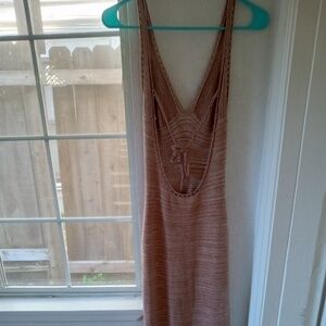 TJ Max Dress Tan Crochet Maxi Dress Open Back